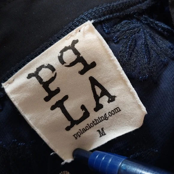 PPLA Starlit Woven Bomber Size Medium Mesh Navy Blue Embellished Zip Jacket - Picture 7 of 11